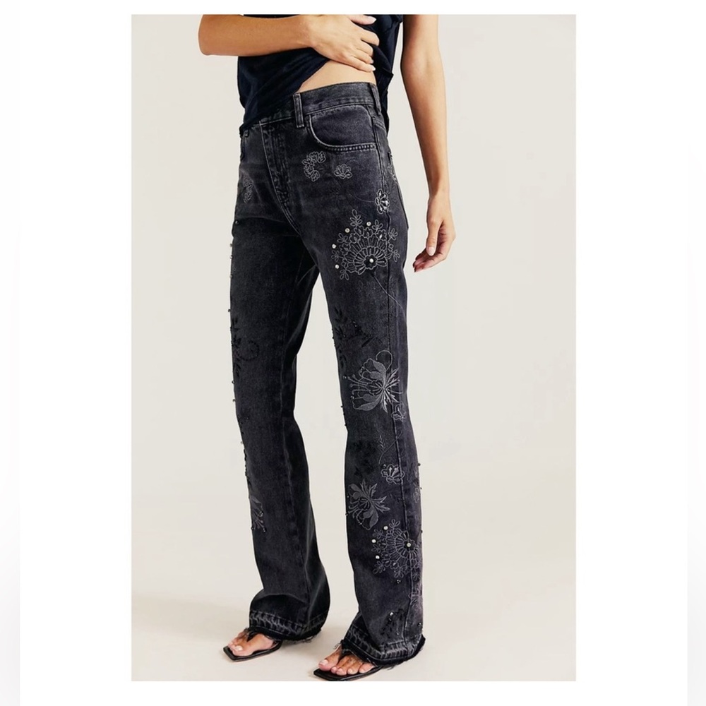 We The Free Irie Embroidered Studded Jeans in Black
